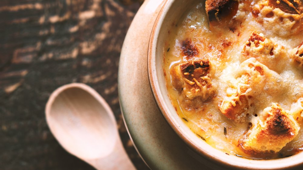 French onion soup from a restaurant