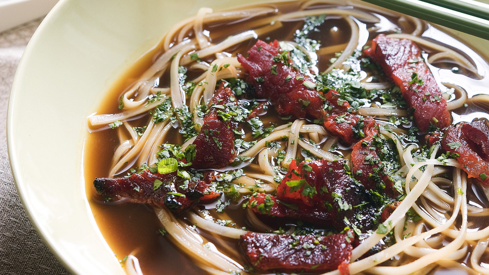 Vietnamese spareribs on noodle soup