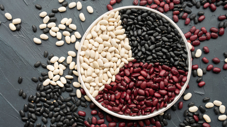 red white and black beans on plate