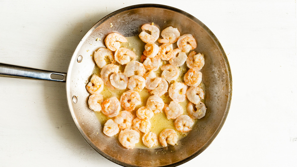 shrimp cooking for Aldi 5-ingredient shrimp scampi