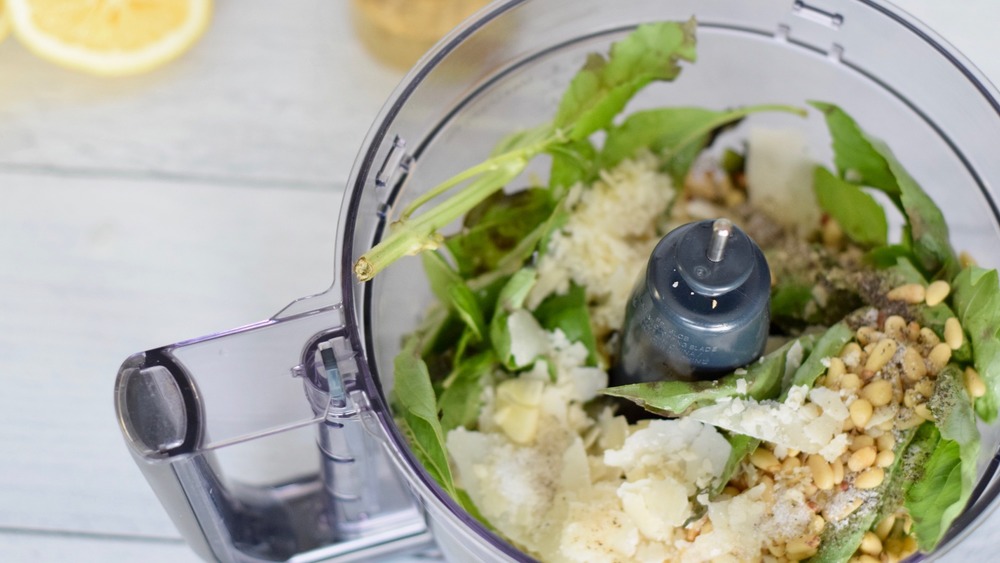 ingredients for homemade basil pesto