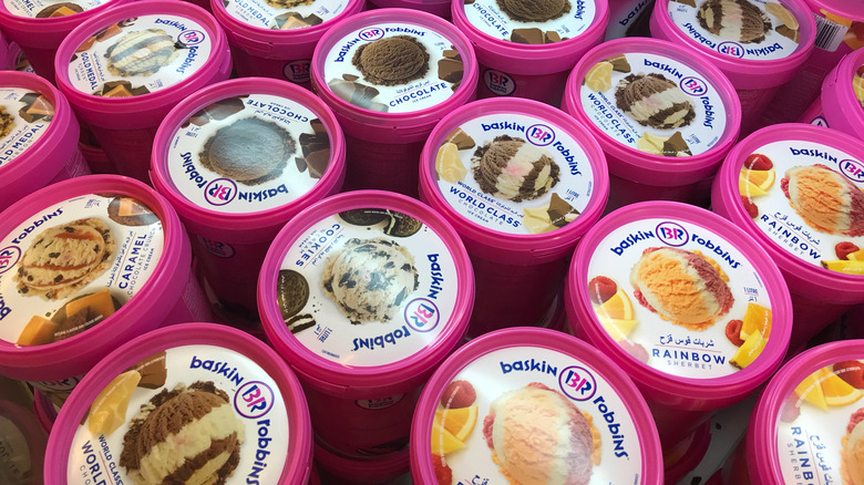 Cartons of Baskin-Robbins ice cream