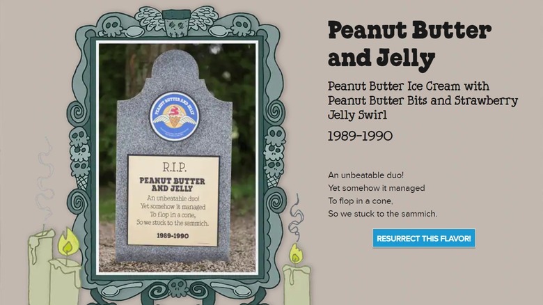 Ben and Jerry's Peanut Butter and Jelly ice cream gravestone