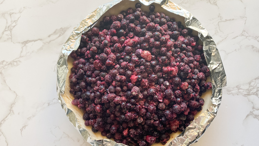 prepped blueberry pie