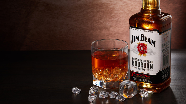 A glass of Jim Beam whiskey