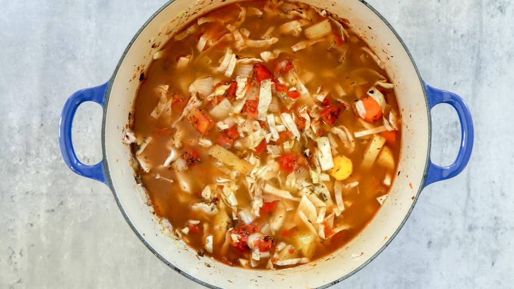 cabbage soup simmering