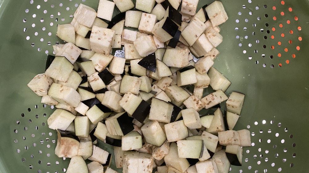 eggplant for caponata recipe cubed