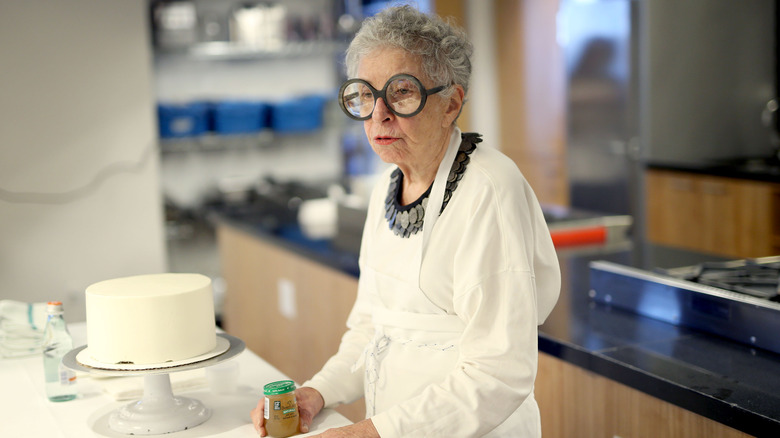 Sylvia Weinstock is making a cake in kitchen