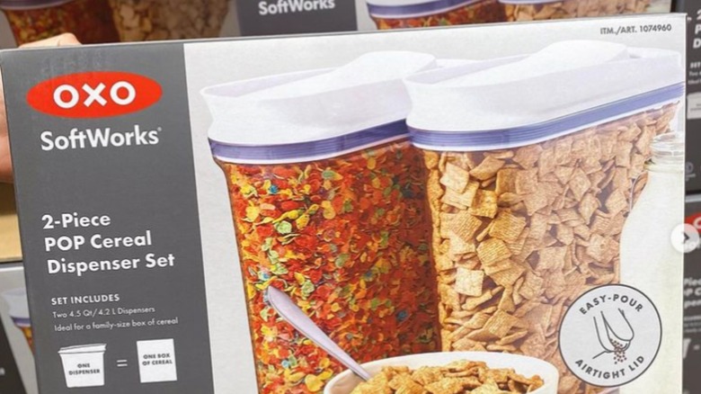 OXO Good Grips 3-Piece Airtight POP Cereal Dispenser Set,Clear,3 Piece  Cereal Set 