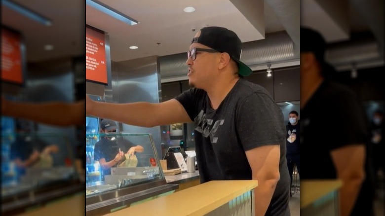 Man yelling at Chipotle employees