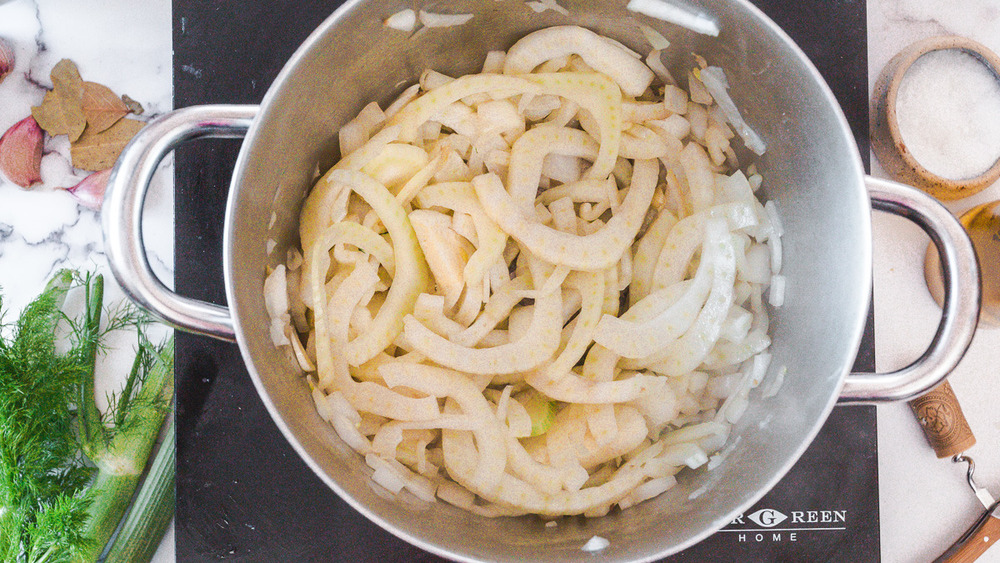 fennel and onion in pot