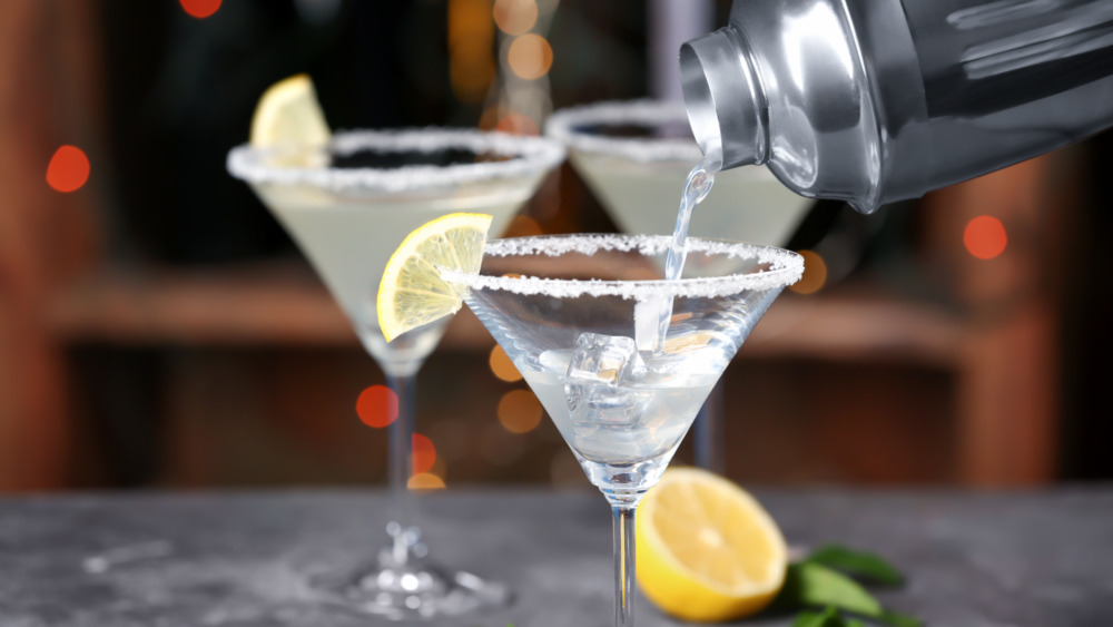 Rimmed martini glasses