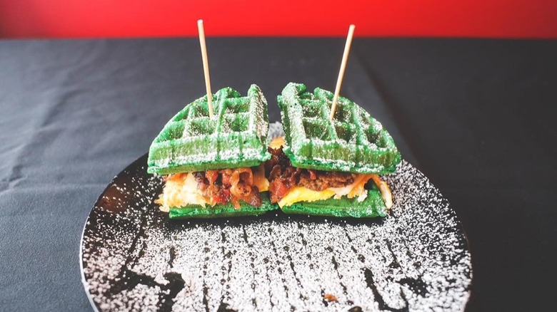 Haunted House Restaurant's Slimer waffle