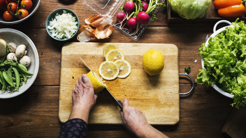 Lemon on cutting board