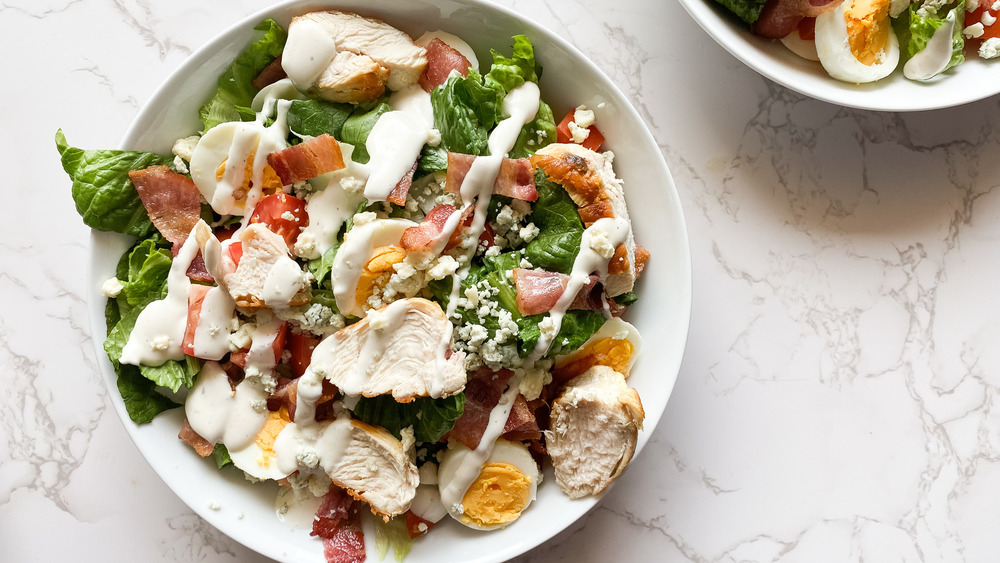 cobb salad in bowls