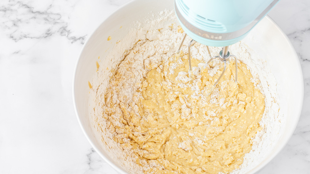 mixing coffee cake recipe batter