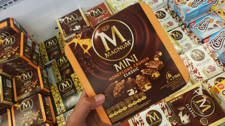 Magnum ice cream box in cooler 