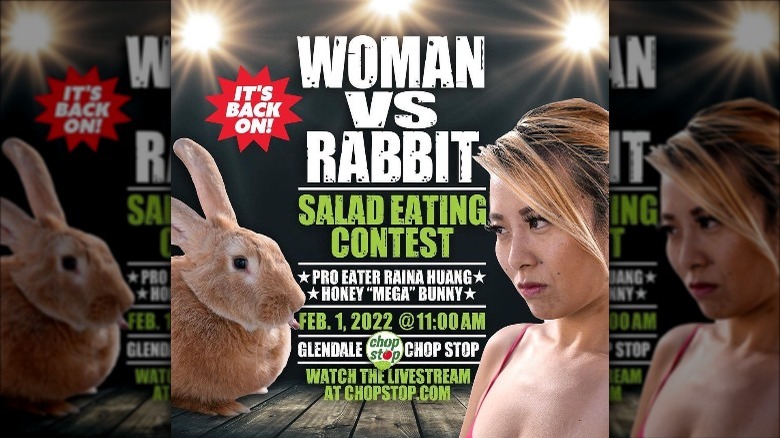 Raina Huang vs Flemish Giant Rabbit eating contest poster