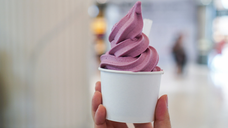 Soft serve ice cream in cup