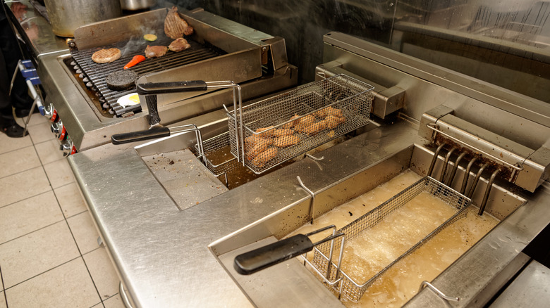 Deep fryers in a fast-food restaurant 