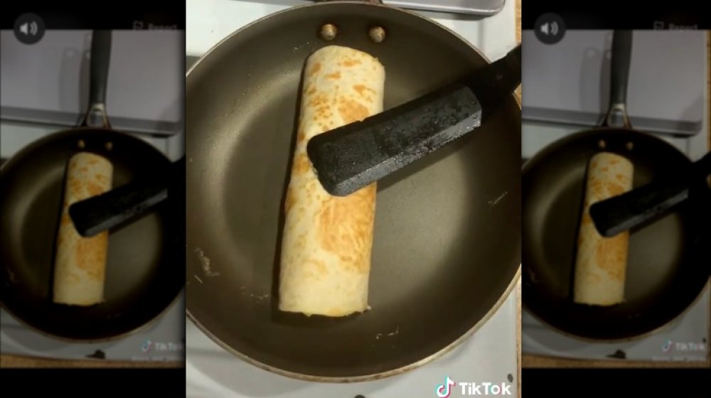 Rolled breakfast burrito