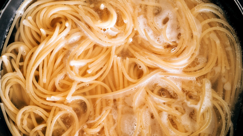 noodles in boiling water