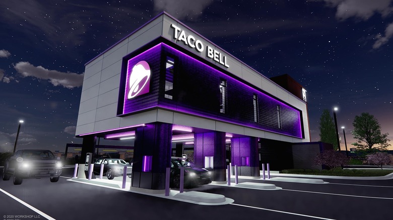 Outside of new futuristic looking Taco Bell