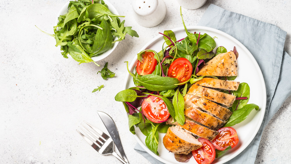 Chicken salad on a bed of lettuce