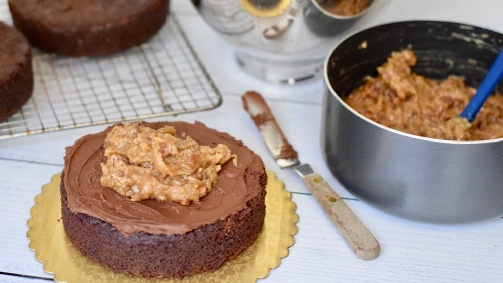 German chocolate cake preparation