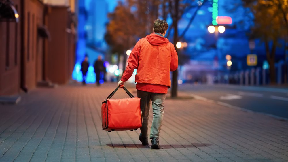 Man delivering pizza