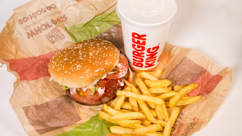 Burger King Whopper paired with fries and drink 