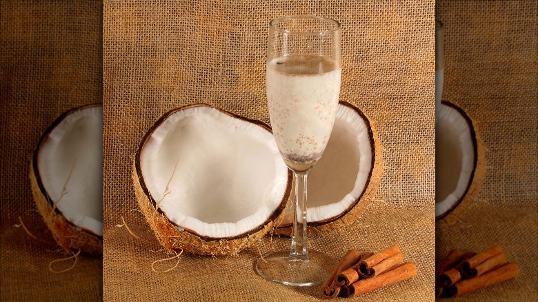 Coquito with coconut halves