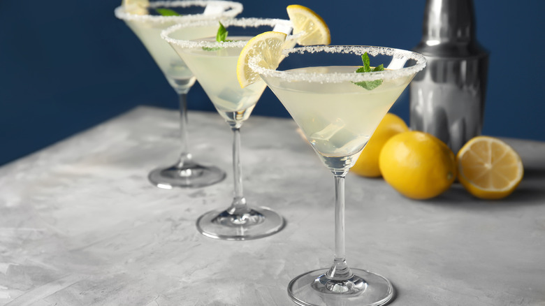 Lemon Drop Martinis with lemons