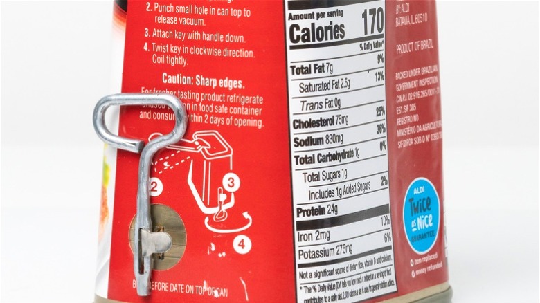 nutrition label on can of corned beef