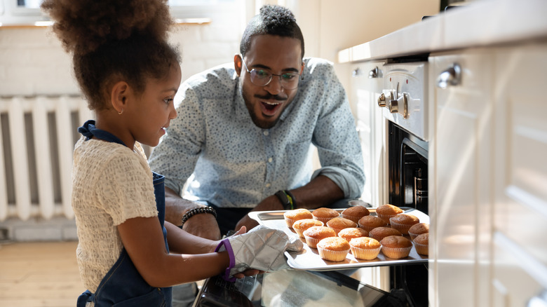 family baking together