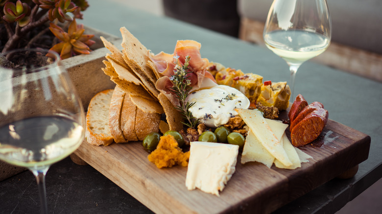 cheese board with wine