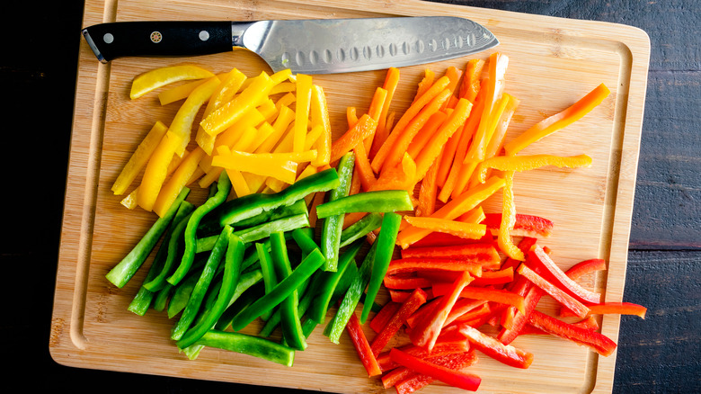 peppers on a chopping board