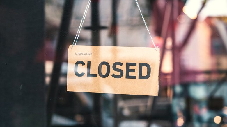 Closed sign in storefront