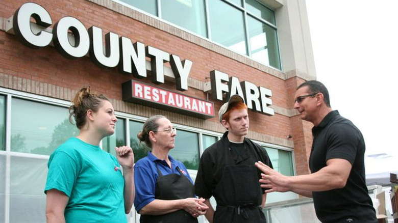 Chef Irvine talking to owners