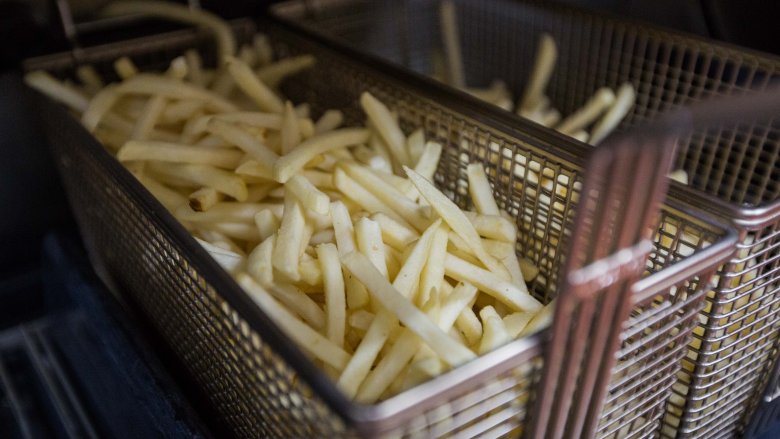 french fries in fryer