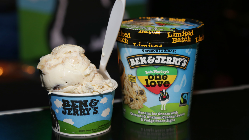 Ben & Jerry's ice cream in a cup and pint container