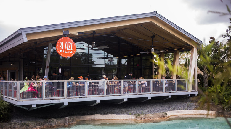 Blaze Pizza location with an open air deck