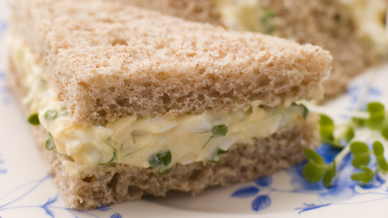 Egg mayonnaise and mustard cress sandwiches