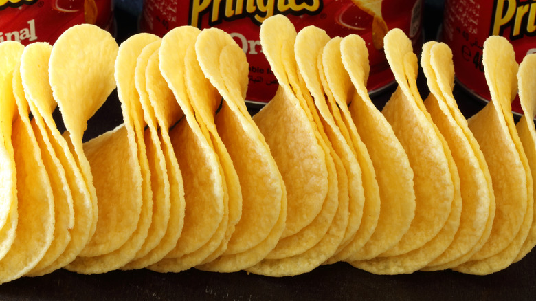 Stacked potato chips