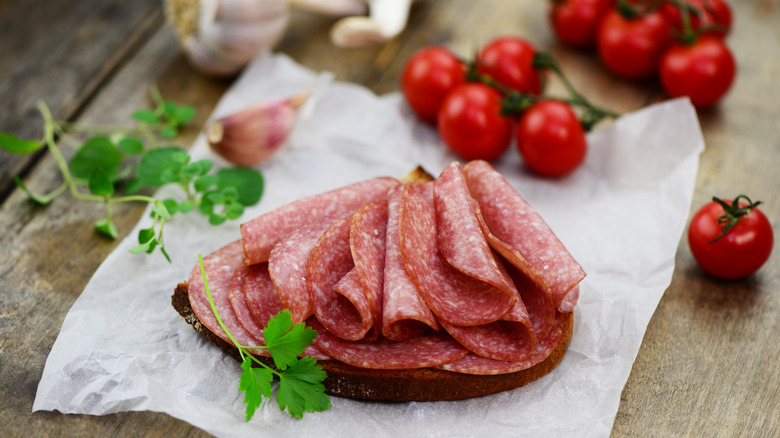 shaved salami slices