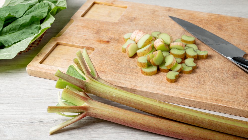 Cutting rhubarb 