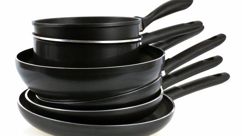 Stacked frying pans