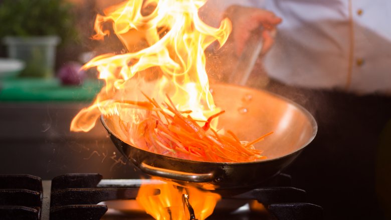 Nonstick pan in the fire