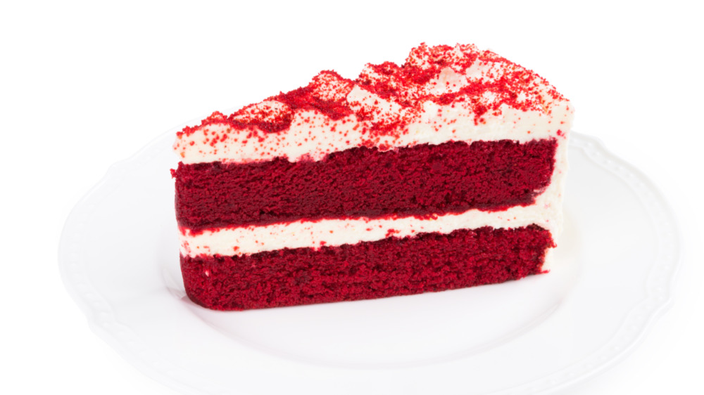 Slice of red velvet cake