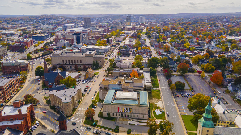 An aerial view of Worcester Massachusetts 